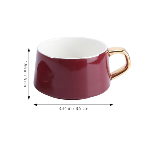 Taza de café de cerámica roja de 250ml con platillo para oficina 3