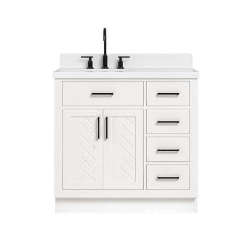 ARIEL Hepburn 37 Inch Left Offset Single Oval Sink Bathroom