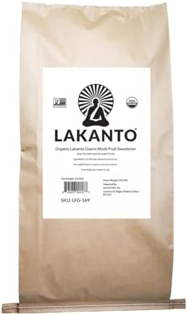 Lakanto Organic Classic Monk Fruit Sweetener with Erythritol - Bulk White Sugar Substitute, Baking, Sugar Replacement (Organic Classic White - 25 kg)