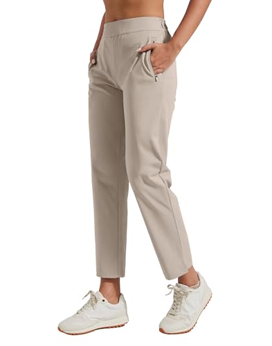 Pioneer Camp Jogginghose Damen 7/8 – Atmungsaktive Stretch-Elastischem Bund & 3 Taschen – Leichte Stoffhose für Golf, Business oder Alltag(Khaki/XL)