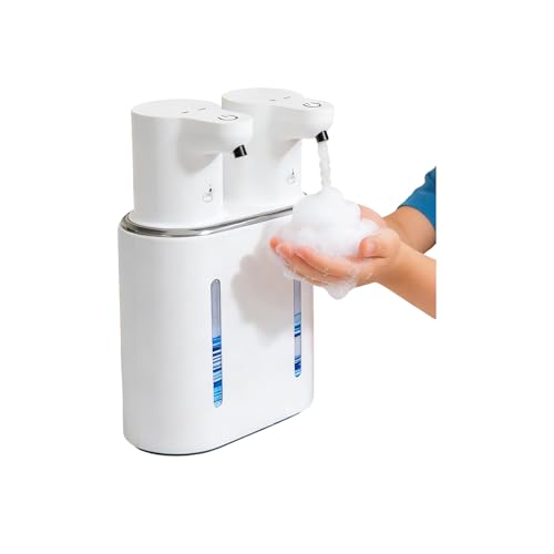 壁掛け式自動センサーソー ダブルヘッド オートソープディスペンサー 800ml 大容量 2 液対応 ノータッチ 自動泡生成 充電式 壁掛け・卓上両用 大容量 省エネ設計 防水設計 キッチン・洗面所・バスルームに最適 (フオ-ム+ジエル) [並行輸入品]