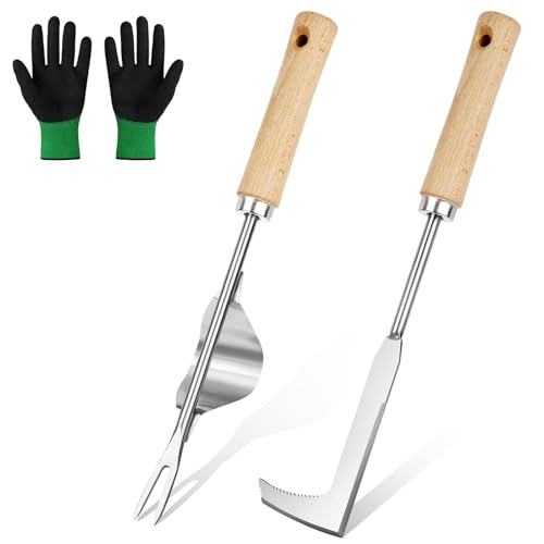 Adiwo 3 Stück Fugenkratzer, Wurzeljäter, Unkrautstecher Edelstahl, Gartenmesser Unkraut, Manueller Weeder, Unkraut Entferner Gerät für Gartenarbeit, Fugenkratzer,Gartenschaufel