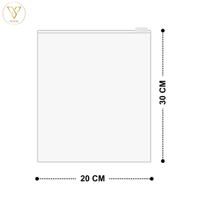 Image of Frosted Zipper Storage Bags with Air Hole - Pack of 200 (20cm*30cm) | Durable, Multipurpose & Reusable Transparent Zip Lock Bags for Clothes, Travel, Packing & Organizing