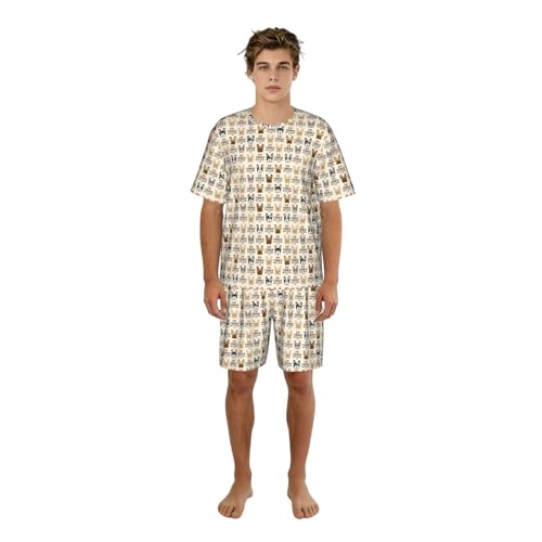 Pyjama court pour homme imprimé bouledogue français ensemble léger respirant