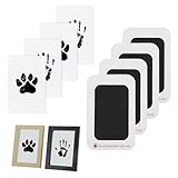 RENEWREVITAL Paw Print Kit for Dogs, 4 Pcs Ink Pad & 2 Wooden Frames, Dog Paw Print Memorial Kit for Pet Lovers Gift, Black&Natural