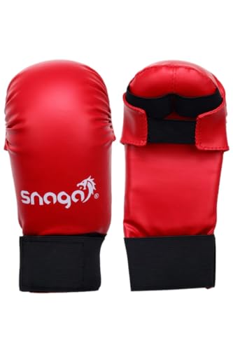 Image of Snaga Moulded Karate Gloves, Punching Bag Glove for Training, Foam Padding, Elastic Hook & Loop Wrap Around Strap, Gloves for Better Protection, Performace and Comfort. (Red, M) (10-13 Years Old)