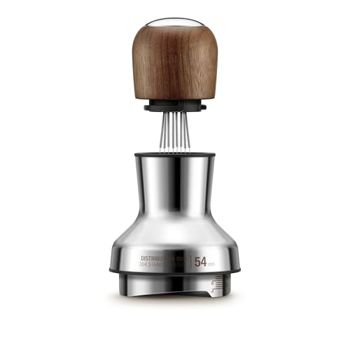 Sage - The Distribution Duo 54mm - 2-in-1 Coffee Distributor & Leveler Adjustable Pins & Height Compatible with 54mm Sage Portafilters - Premium Walnut