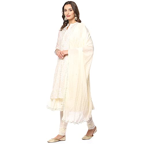 Image of BIBA Embroidered Poly Cotton Mandarin Women's Salwar Kurta Dupatta Set