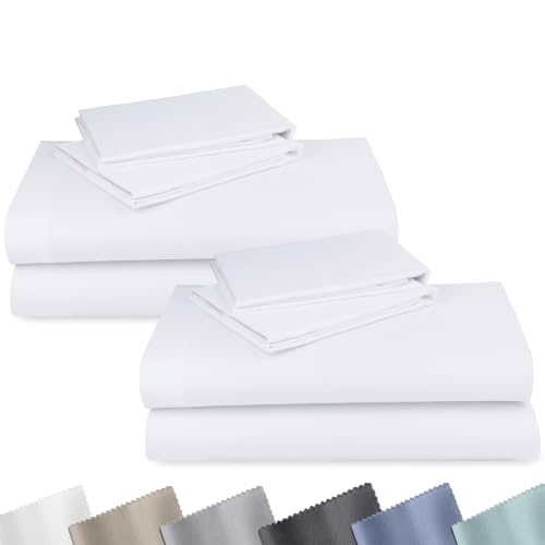 Image of 2-Pack Soft Natural 100% Cotton Sateen King Sheets Sets, Bright White