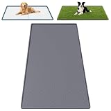 Bartuke 130x65cm Silikon-Urinauffangmatte Hund,groß Hundeklo Wohnung,Grau