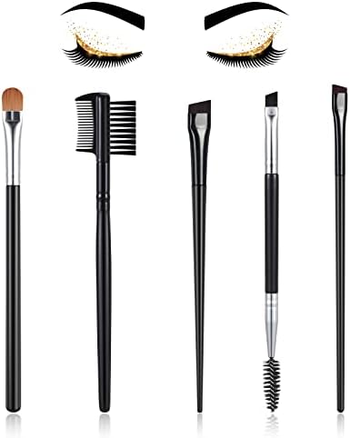 5 Pcs Eyebrow Brush Set, Include Angled Eye Brow Brush Eye Liner Makeup Brush Eyeshadow Brush Double Ended Spoolie Brush Brow Comb for Women Girls Lining Shaping Eyes Brows Eyelashes
