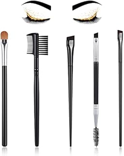 5 Pcs Eyebrow Brush Set, Include Angled Eye Brow Brush Eye Liner Makeup Brush Eyeshadow Brush Double Ended Spoolie Brush Brow Comb for Women Girls Lining Shaping Eyes Brows Eyelashes