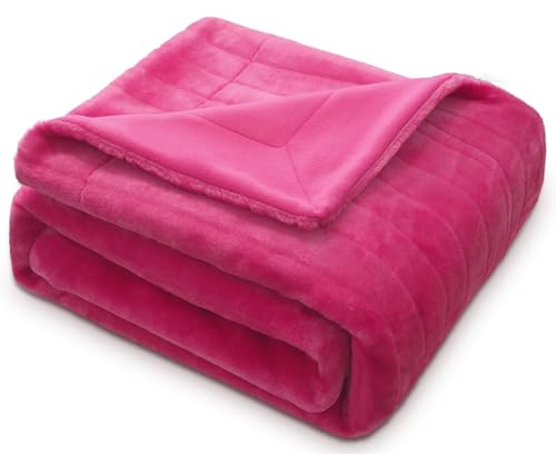 Natura Balance Decke pink Kuscheldecke 150x200 Tagesdecke kuschelig 1,8 kg schwere Qualität Mia Flauschige Wohndecke Sofadecke Bettdecke