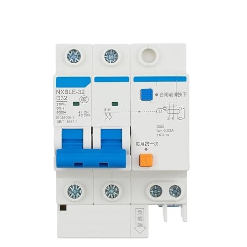 Disjoncteur différentiel 2P 30 mA courbe D 25A pour tableau électrique monophasé 50Hz