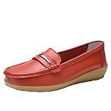 Mode Frauen atmungsaktive Spitze up Schuhe Wohnung beiläufige Schuhe Damenschuhe Herbst (Red, 39)