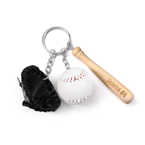 Personalized Baseball Glove Leather Keychain