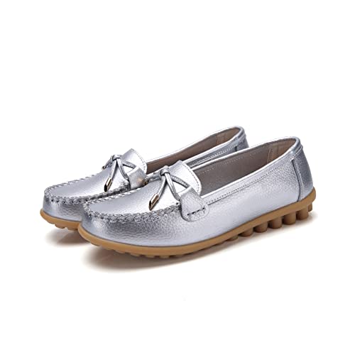 Image of Momuk Women's Penny Loafers Leather Driving Moccasins Slip On Boat Shoes Fashion Comfort Flats