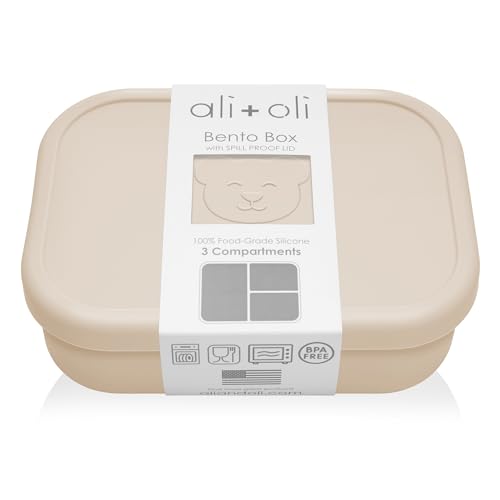 Image of Ali+Oli Silicone Bento Box for Kids, Baby Lunch Box, BPA-Free, Spill-Proof | Daycare, Preschool, Food separation, Portion control, Snack storage, Travel-friendly, Easy cleaning, Toddlers