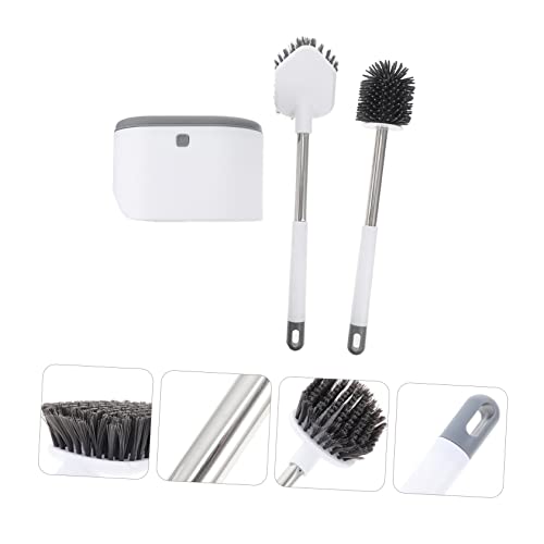 Brosse WC murale blanche support ventilé anti-goutte manche acier inoxydable