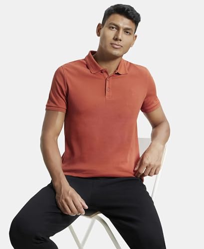 Image of Jockey 3912 Men Super Combed Cotton Rich Solid Half Sleeve Polo T-Shirt