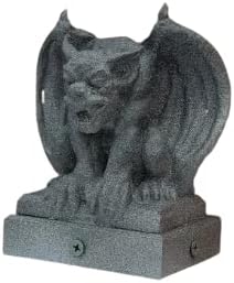 Decoración para poste de gárgola de vinilo de PVC o madera de 4 x 4 pulgadas, estatua de gárgola de jardín (madera, 4 x 4 (3.5 x 3.5 pulgadas)