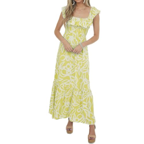 Robe décontractée à col carré imprimé femmes vêtement mode été XL - 7