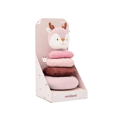 Miniland – Juguete Apilable Sensorial para Bebés: Anillas Blanditas con Sonajero, Estimulación Motora y Auditiva Desde el Nacimiento