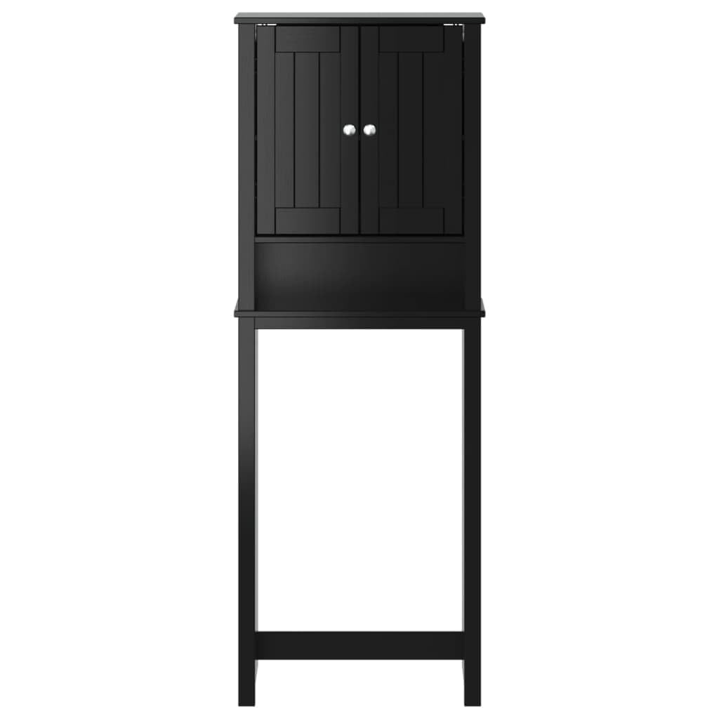 SYDE Mobile per WC Berg in legno massello, nero, 60 x 27 x 164,5 cm | 3 ripiani, pino naturale, resistente all'acqua, salvaspazio in piccoli bagni