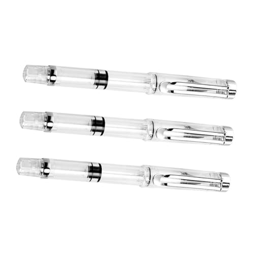 POPETPOP 3個 書道ペンブラシ 万年筆製 軽量透明ボディ 詰め替え可能 水彩画 書写 描画用 書きやすい滑らかなインク排出 初心者から専門家ま