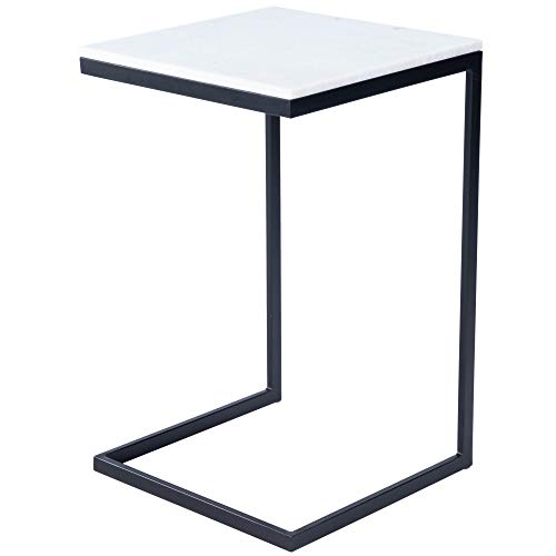 Butler Specialty Company Lawler C-Shape End Table With Industrial Metal Base And Marble Top #TOP12