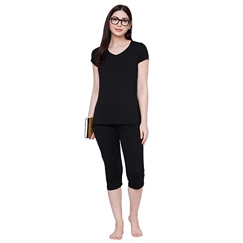 Image of Sweet Dreams Women Solid Cotton Rich Sleepwear /Loungewear Capris