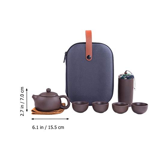Conjunto de chá portátil Kung Fu da Hemoton, conjunto de chá Kungfu Zisha para viagem com bule de ch