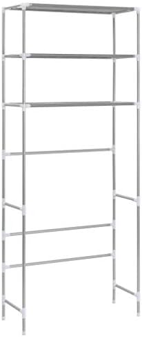 washing machine storage rack,washing machine rack shelf3Tier Washing Machine Shelf with Toilet Storage Cabinet Bathroom Storage Rack Floor Stand 69x28x169 Cm (Silver)