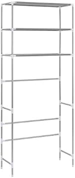 washing machine storage rack,washing machine rack shelf3Tier Washing Machine Shelf with Toilet Storage Cabinet Bathroom Storage Rack Floor Stand 69x28x169 Cm (Silver)