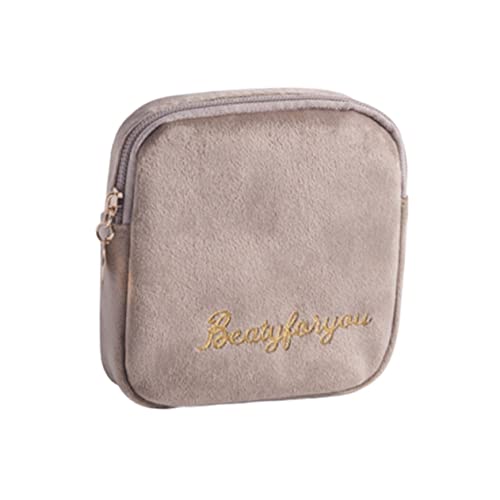 FRCOLOR 1Pc Portable Sanitary Towel Storage Pouch Zippered Diaper Pouch for Travel Large Capacity Coin Wallet Durable Organizer for Nursing Pads and More Khaki