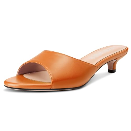 Image of TNYNFBEB Womens Low Kitten Heel Open Toe Sandals Mules Shoes Slingback Prom Party Dress Summer 1.4 Inches Heels