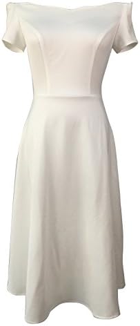 Gypsophila Women's Off Shoulder Elegant Mid Calf Dress (XXL, White)