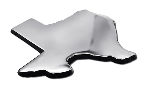 Image of Elektroplate State of Texas Chrome All Metal Emblem for Cars, Trucks, and All Auto | Universal Fit at 3.1 inch x 3.25 inch | Weatherproof
