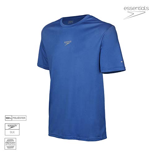 Speedo Interlock Camiseta de Manga Curta, Homens, Azul, G