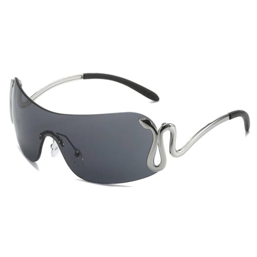 Lunettes de soleil de créateur MUTYNE Fashion Shield aux finitions haut de gamme noir argent