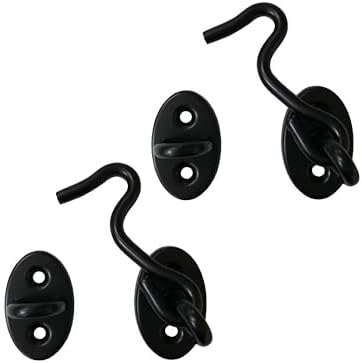 QCAA Reversible Hook, 304 Stainless Steel Cabin Hook Latch & Eye, 2-1/2", Matte Black, 2 Pack, Made in Taiwan