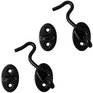 QCAA Reversible Hook, 304 Stainless Steel Cabin Hook Latch & Eye, 2-1/2", Matte Black, 2 Pack, Made in Taiwan