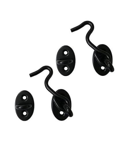 Qcaa Reversible Hook, 304 Stainless Steel Cabin Hook Latch & Eye, 2-1/2", Matte Black, 2 Pack, Made In Taiwan #TOP29