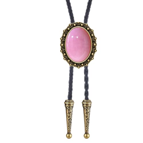 Image of Jeilwiy Bolo Tie for Men Western Cowboy Tie Necklace Gold Bolo Tie Leather Necktie Halloween Tie Accessories for Women