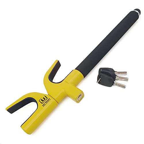 Urban UR959Y Canne Antivol Volant Voiture Universelle, Acier inoxydable, Verrouillage Automatique, Serrure Haute Sécurité, Il n'endommage pas le volant, Marteau Sécurité, Antivol Caravane, Jaune/Noir