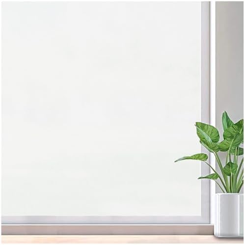 Lifetree Fensterfolie Blickdicht Sichtschutzfolie Fenster Milchglasfolie: Selbsthaftend ohne Klebstoff Anti-UV Haftend Statisch für Zuhause Badzimmer Büro 90x200cm