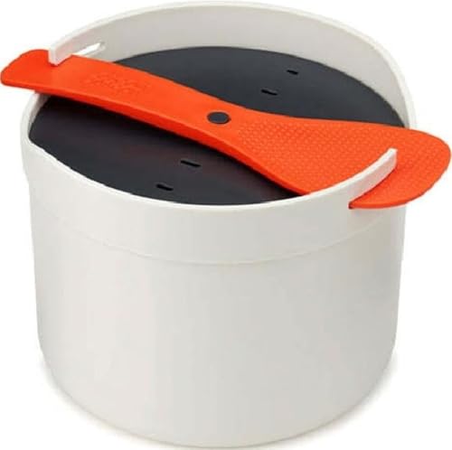 Miniatura 7 de Joseph Joseph M-Cuisine Vaporera para Cocinar Arroz y Granos en Microondas, Apta para Lavavajillas - Piedra/Naranja, 2 Litros