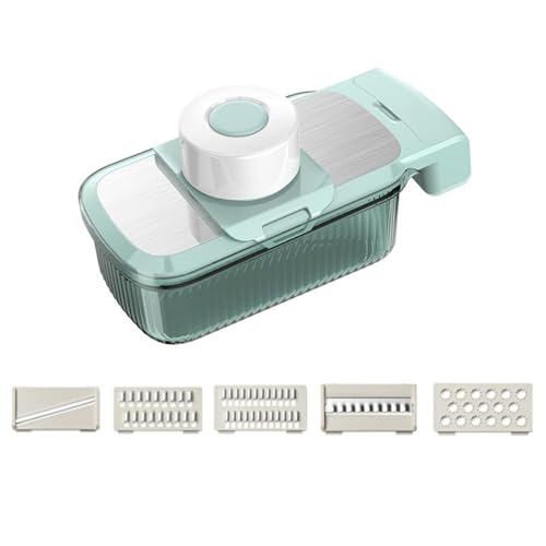 Affettaverdure multifunzione con 5 lame in acciaio inox per preparare alimenti da cucina, insalata, cipolla, cetriolo, verde