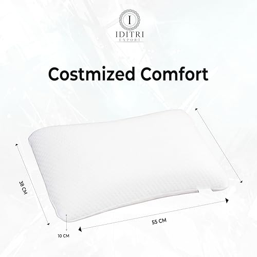 Image of Orthopedic Contour Pillow, Rebound Memory Foam Cervical Support for Stiff Neck, 55x38x10 cm, White Geometric Jacquard Shell with Zipper, Breathable Bedding for Shoulder and Snoring Aid