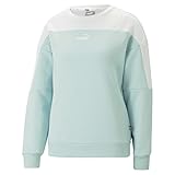 PUMA Damen Tops Around The Block Rundhals-Sweatshirt für Damen L Light Aqua White Blue